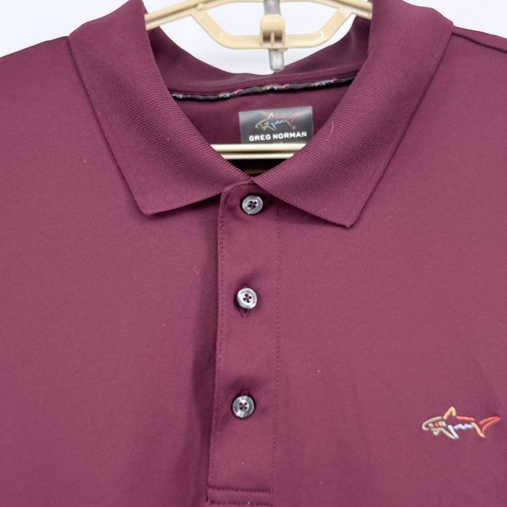 Greg Norman Tasso Elba Five Iron Play Dry Golf Polo Shirt Mens XXL Burgundy - Picture 7 of 15
